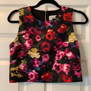 Eliza J Floral Crop Top Back Zipper
